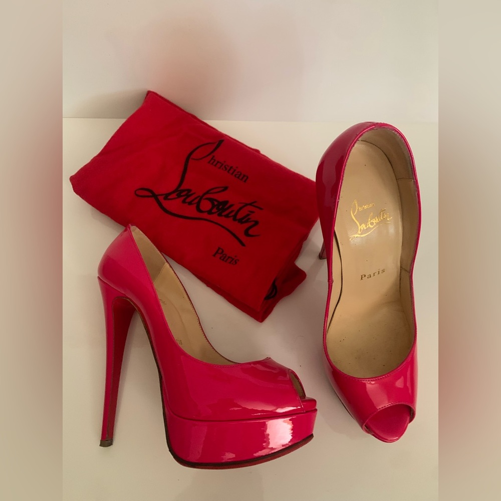 CHRISTIAN LOUBOUTIN Lady Peep Hot Pink size 36.5